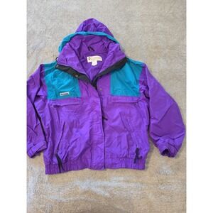 Columbia Vamoose 3 Way 90s Womens L Purple Teal Black Ski Jacket Packable Hood